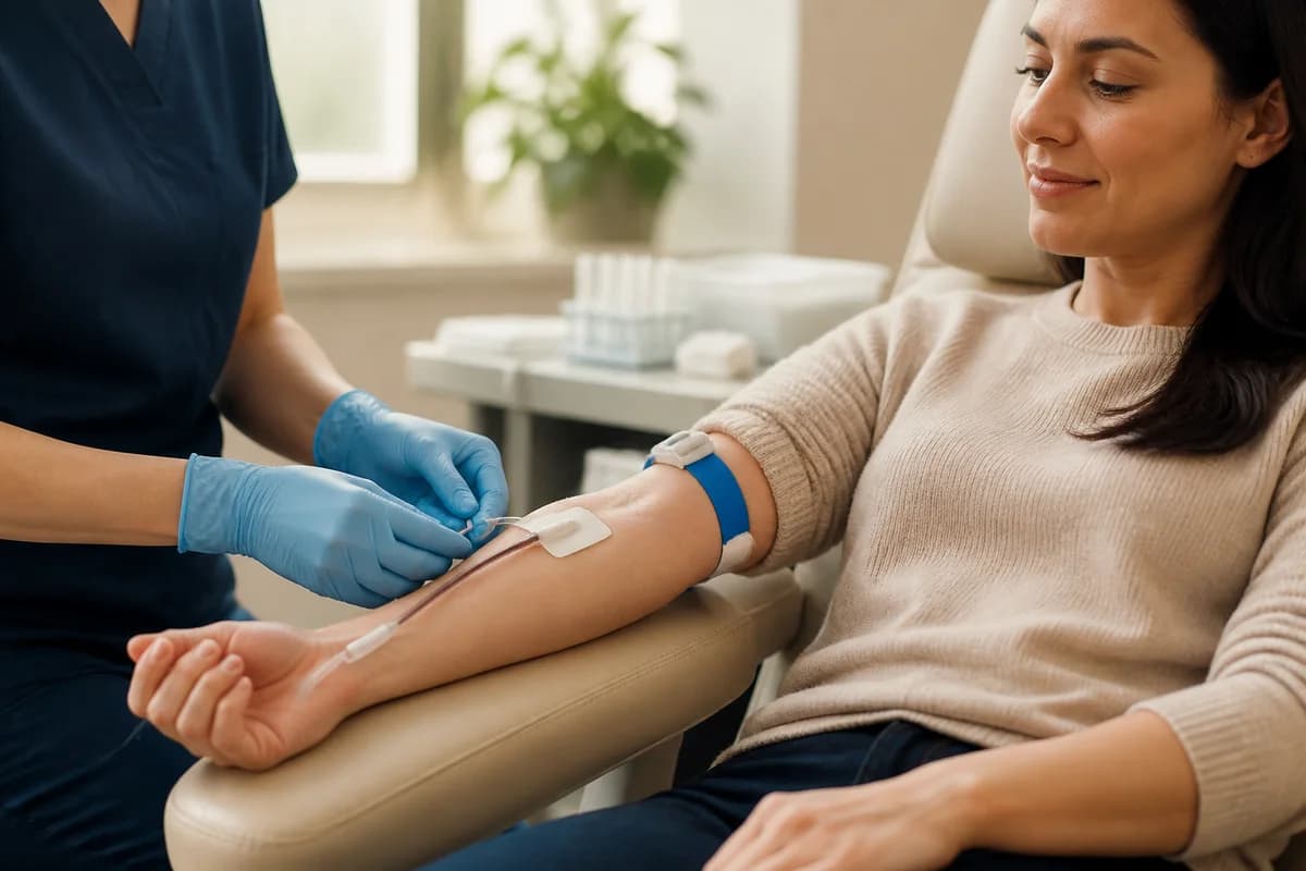 Editorial illustration explaining blood donation & phlebotomy use, evidence and safety