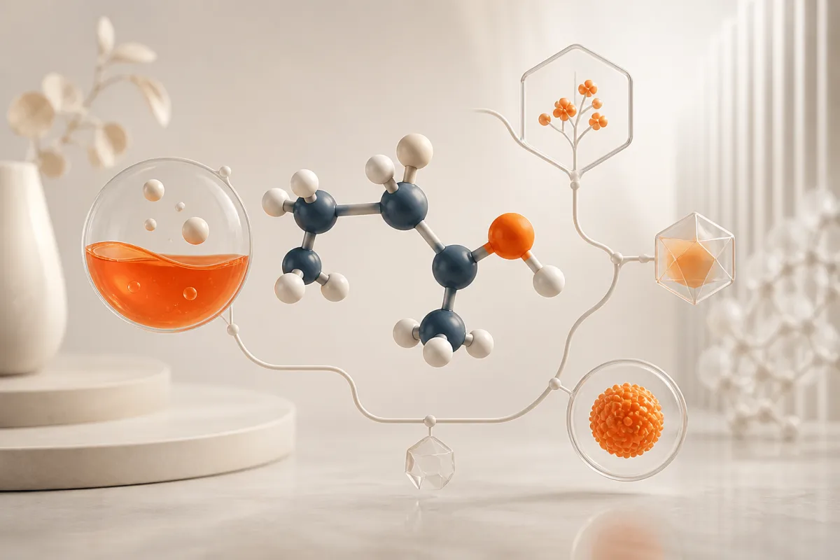 Abstract homocysteine molecule connected to blood-plasma and metabolic-pathway forms in cream, slate and orange