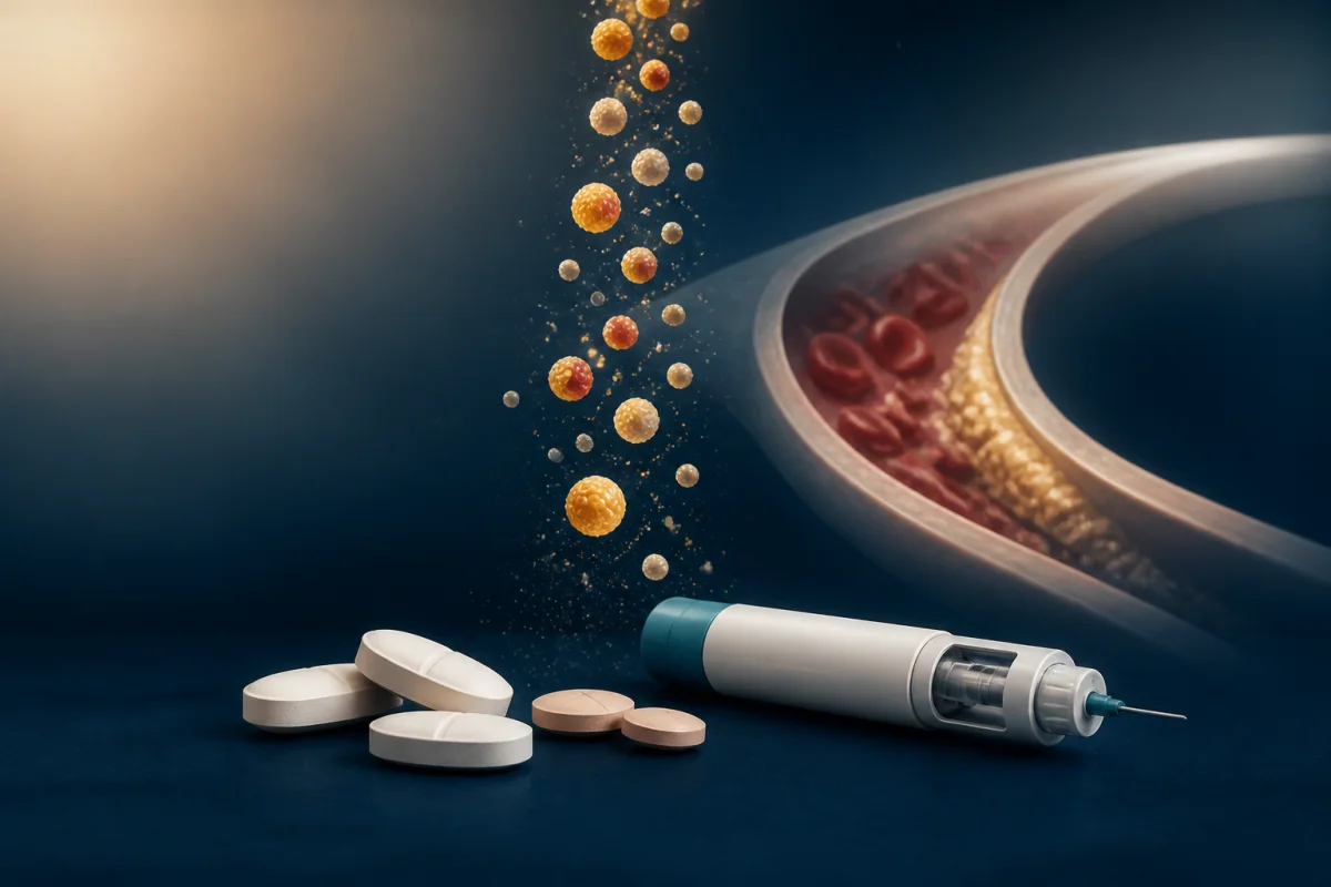 Clinician reviewing LDL cholesterol, apoB and cardiovascular risk with a patient