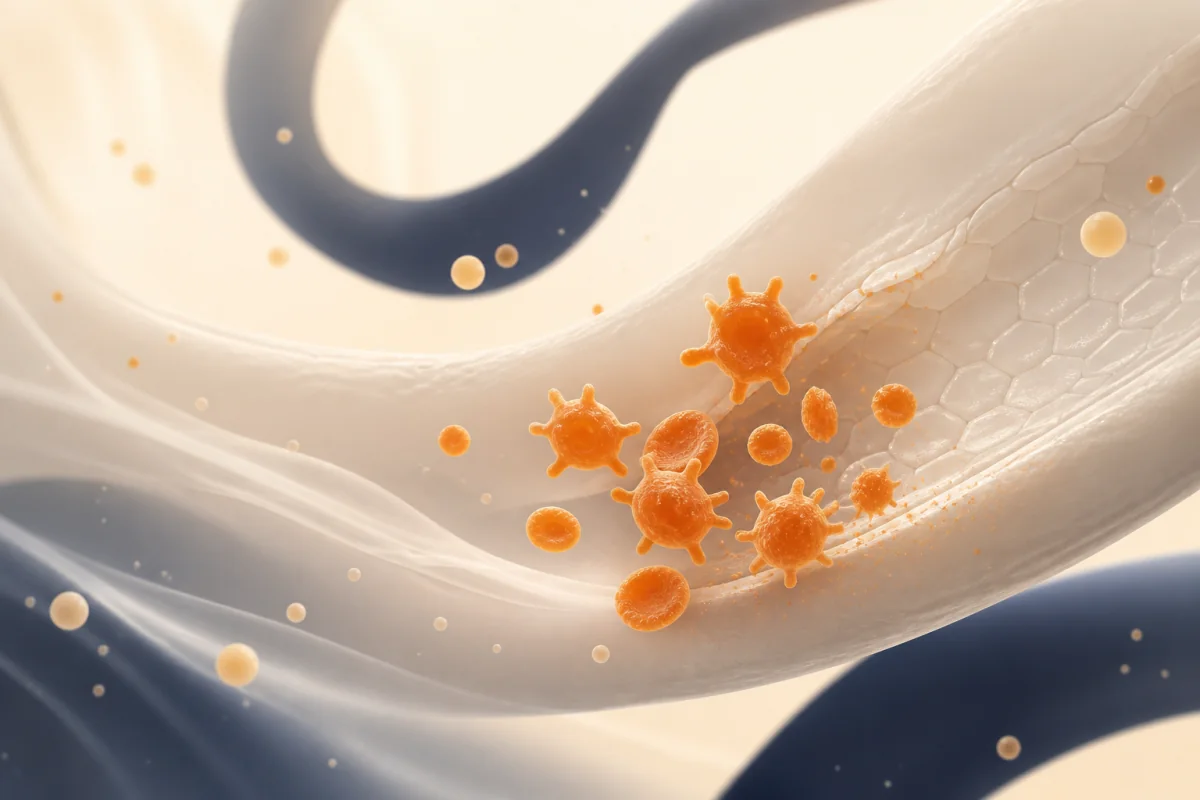 Illustrated platelets shown as smooth discs and gently activated forms in a cream, deep-slate and orange scientific composition