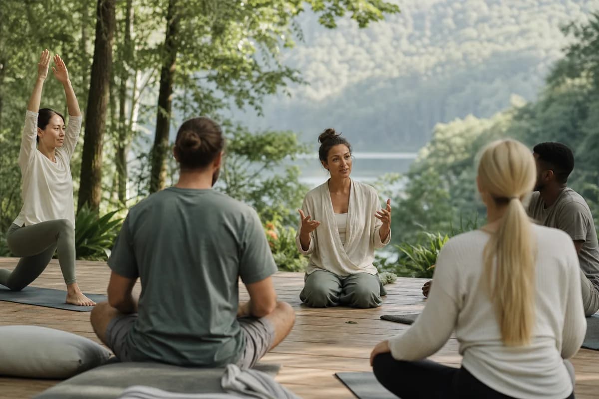 Editorial illustration explaining wellness retreats use, evidence and safety